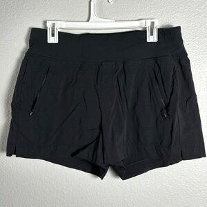 Athleta Black Athletic Shorts Moisture-Wicking Mid-Thigh